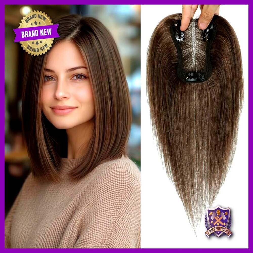 Human Hair Topper For Thinning Hair 10 Inch Hairpiece With Clips Natural Look